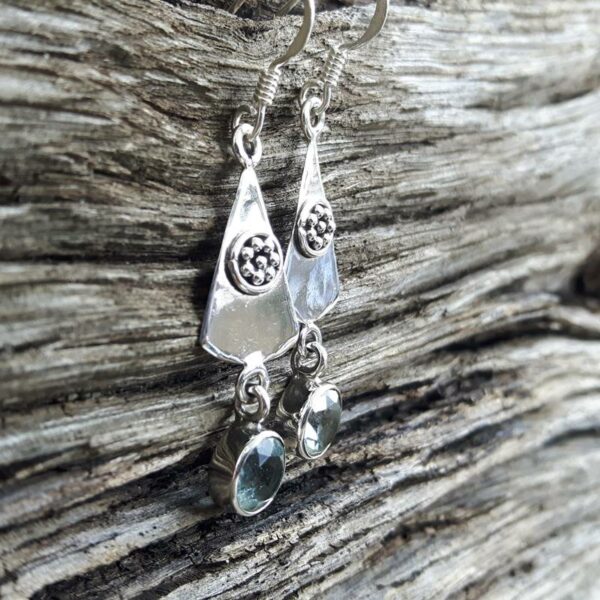 Boucles d'oreilles argent topaze bleue