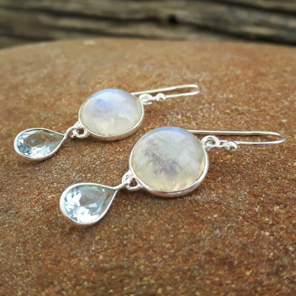 Boucles d'oreilles pierre de lune et topaze