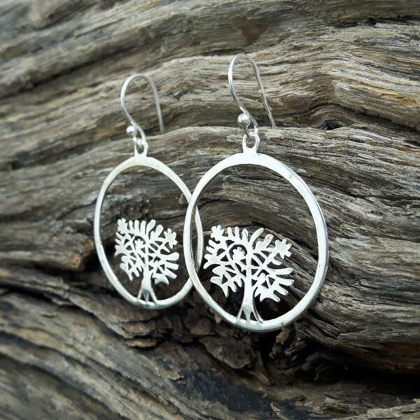 Boucles d'oreilles arbre de vie en argent