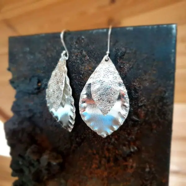 Boucles d'oreilles feuilles d'argent