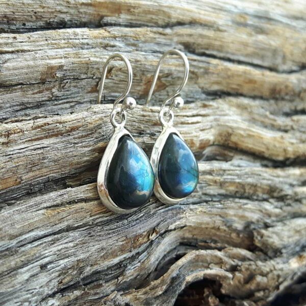 Boucles d'oreilles labradorite gouttes