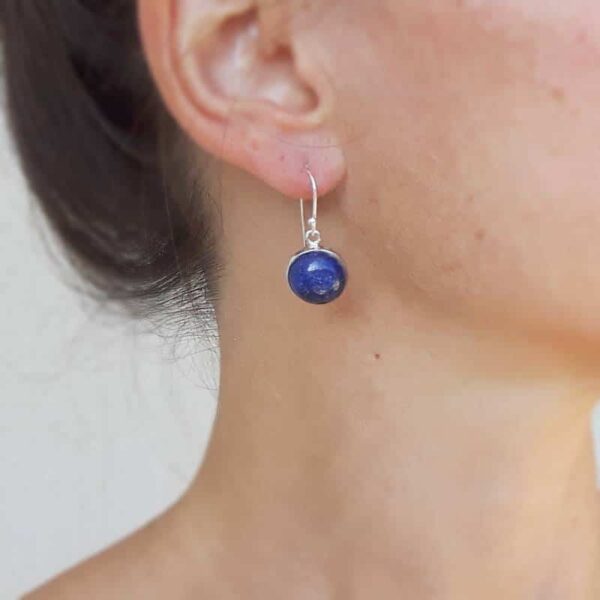 Boucles d'oreilles rondes lapis lazuli argent