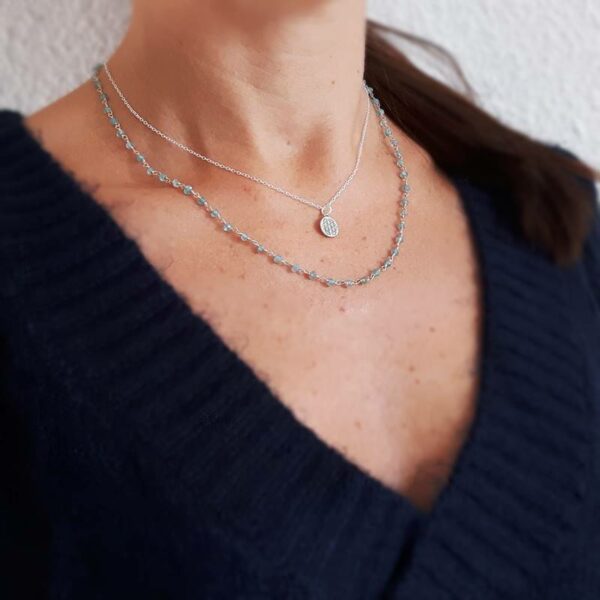 Collier fin en apatite bleue FLEUR DE VIE