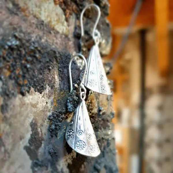 Boucles d'oreilles argent gravé