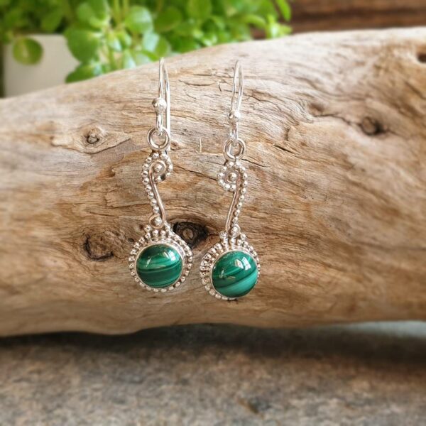 Boucles d'oreilles ethniques malachite