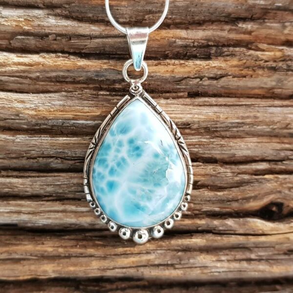 Gros pendentif larimar AMOUR