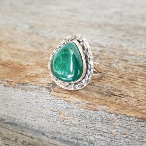 Bague malachite argent ajustable NATURE