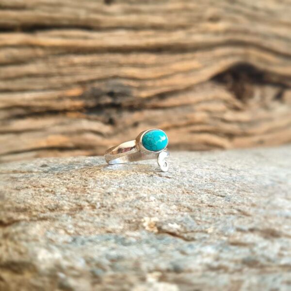 Bague ajustable turquoise argent