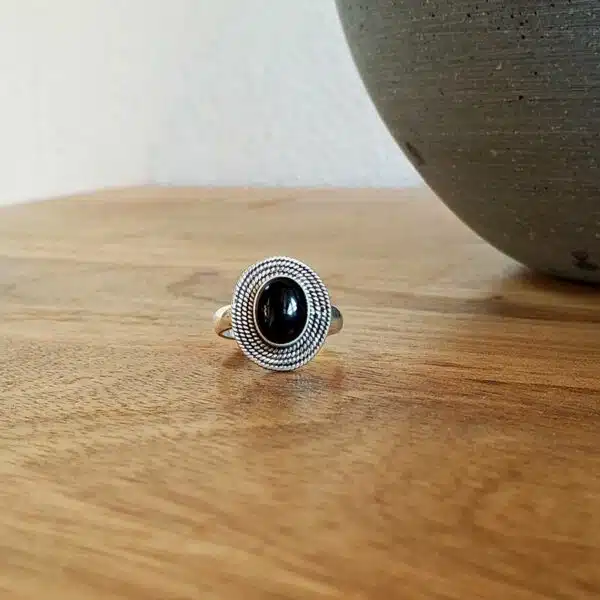 Bague onyx argent ajustable