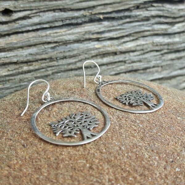 Boucles d'oreilles arbre de vie en argent