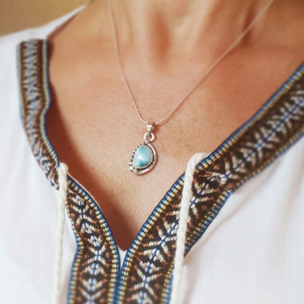 Pendentif larimar argent AMOUR