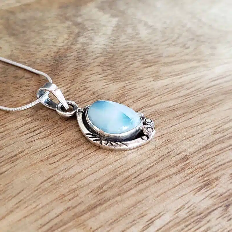 Pendentif larimar argent AMOUR