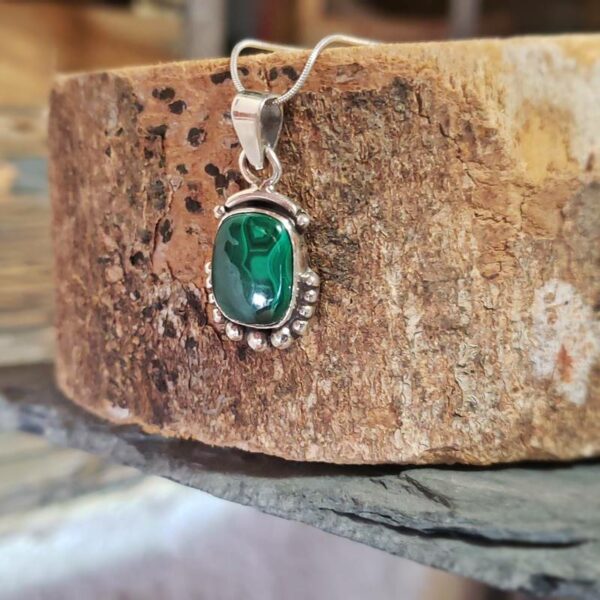 Pendentif malachite argent NATURE