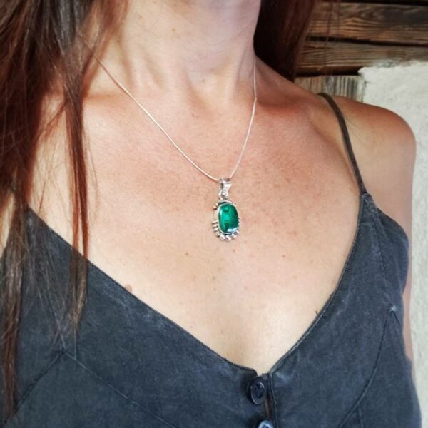 Pendentif malachite argent NATURE