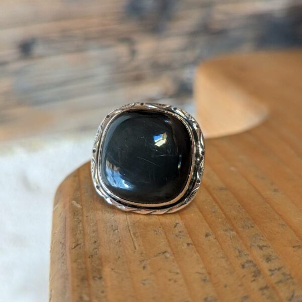 Bague argent obsidienne noire