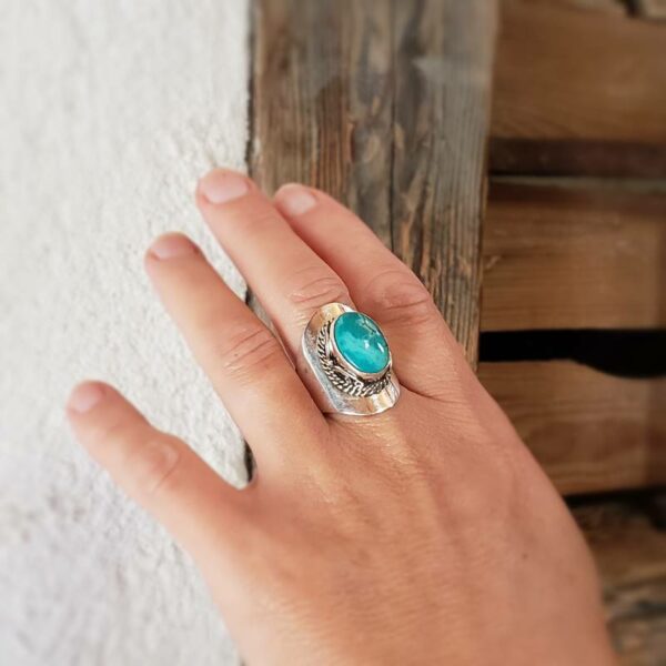 Bague turquoise véritable LHASSA