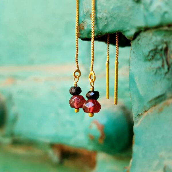 Boucles d'oreilles onyx et grenat SAMARKANDE