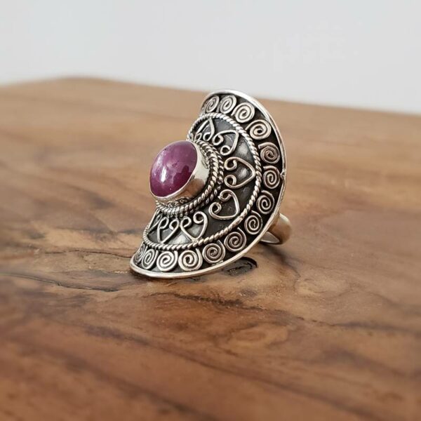 Bague argent et rubis indien