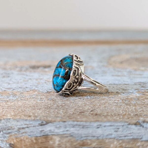 Bague ethnique en argent turquoise