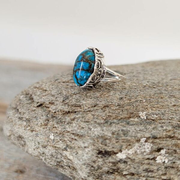 Bague ethnique en argent turquoise