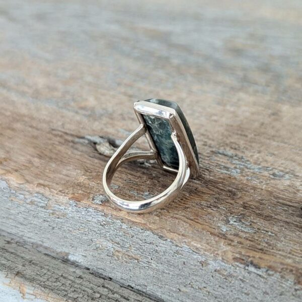 Bague jaspe vert argent